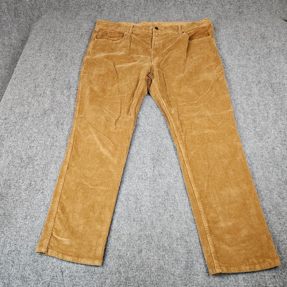St Johns Bay Mens 42x30 Corduroy Pants Tan Brown Straight Leg Stretch Cotton